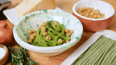 Fettuccine di Campofilone agli Spinaci con ceci e rosmarino